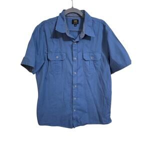 Lee Men’s Short Sleeve Button-Up Shirt – Regular Fit, 100% Cotton, Size L